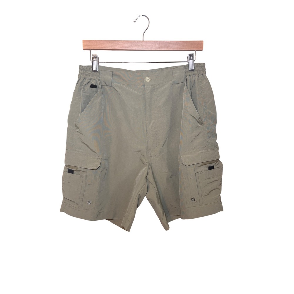 World Wide Sportsman Mens Cargo Shorts 34 Olive Green Nylon Utility Gorpcore